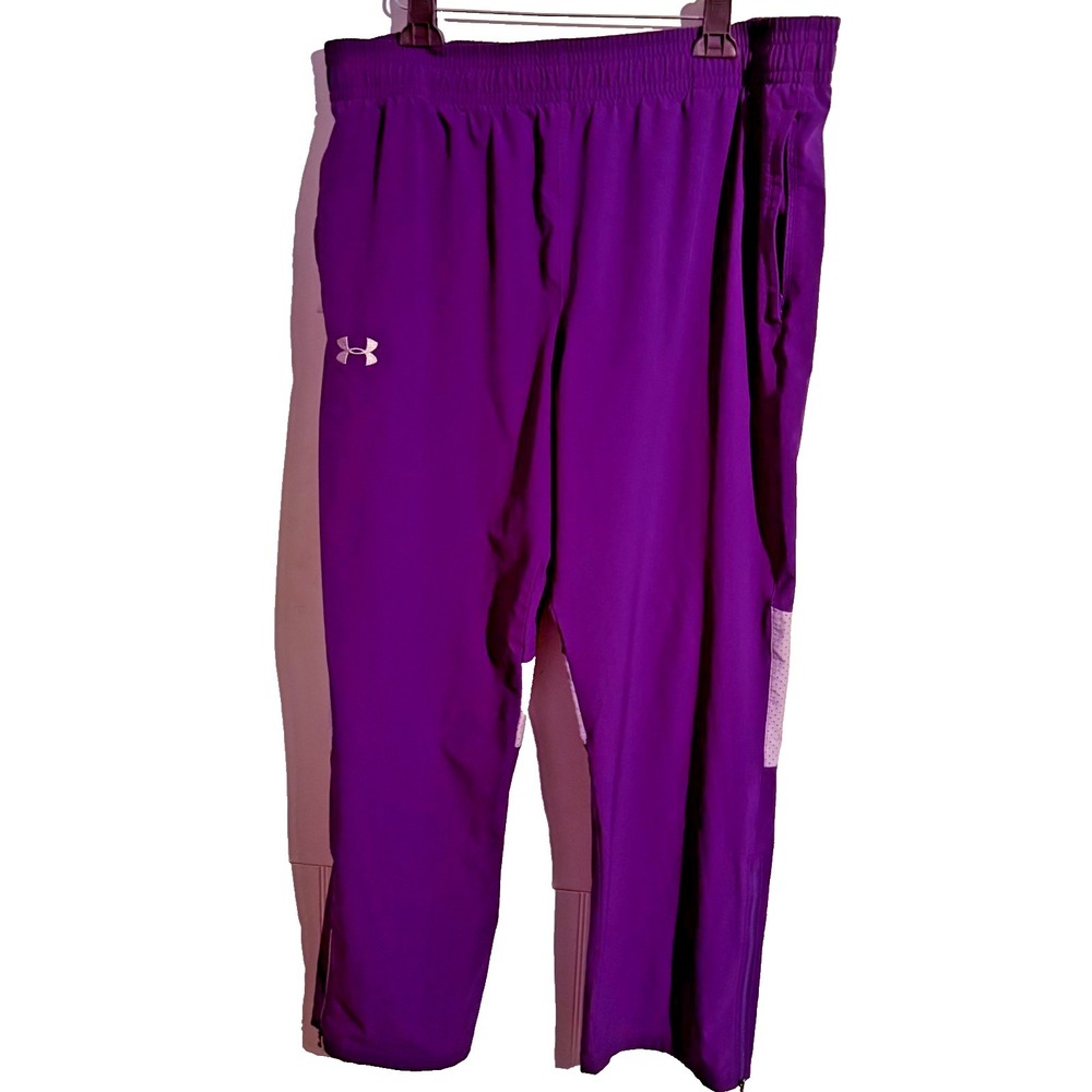 Under Armour Mens XL‎ Warm Up Pants Loose Fit Purple Inseam 32"